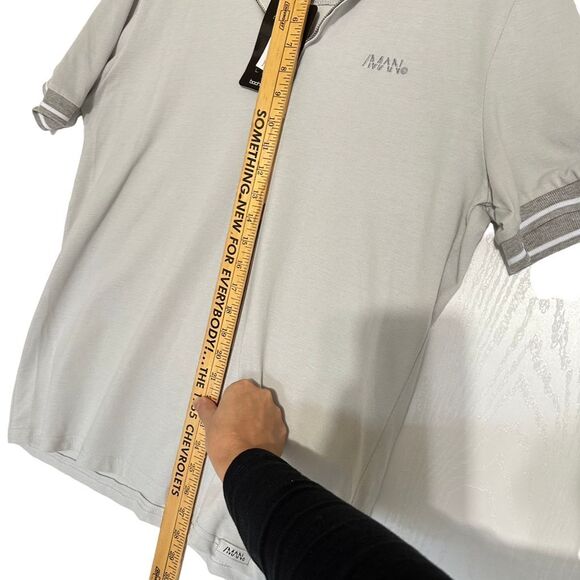 BooHooMan Men's Gray Short Sleeve Polo Shirt, Size L - Picture 7 of 7